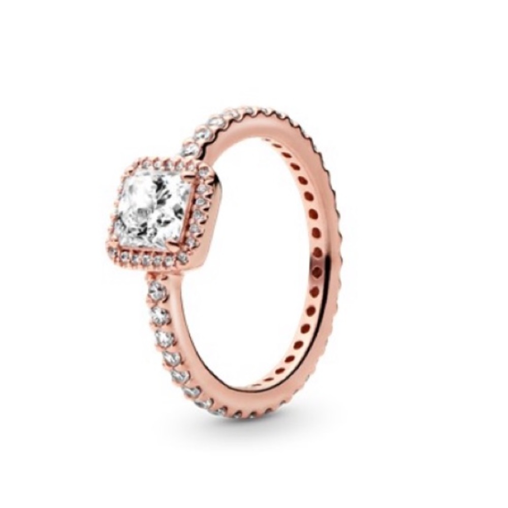 Pandora Princess Cut Halo Ring - Rose Gold